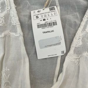 ZARA Lace Embroidered Long Wrap White Dress S